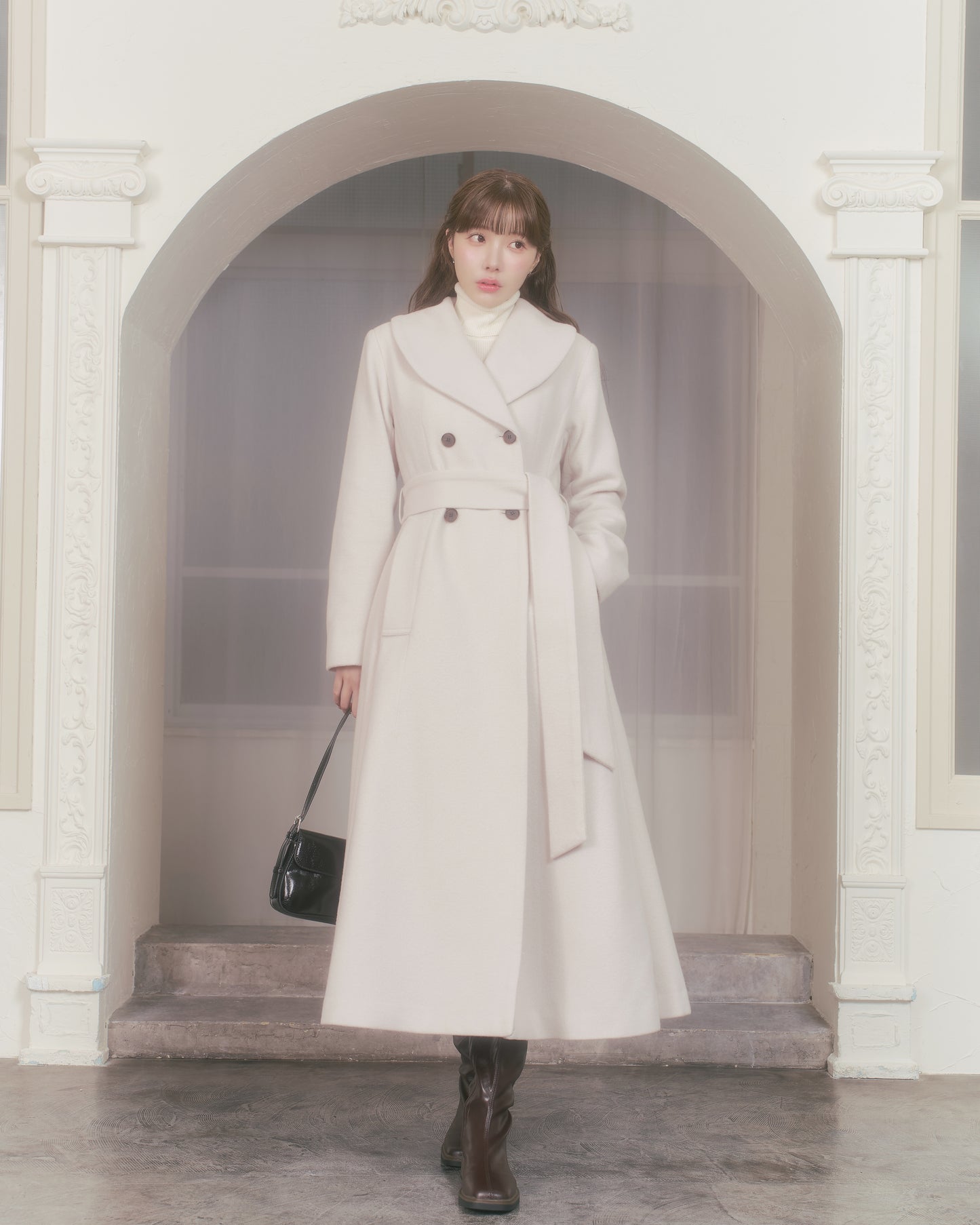 wool rich flare long coat