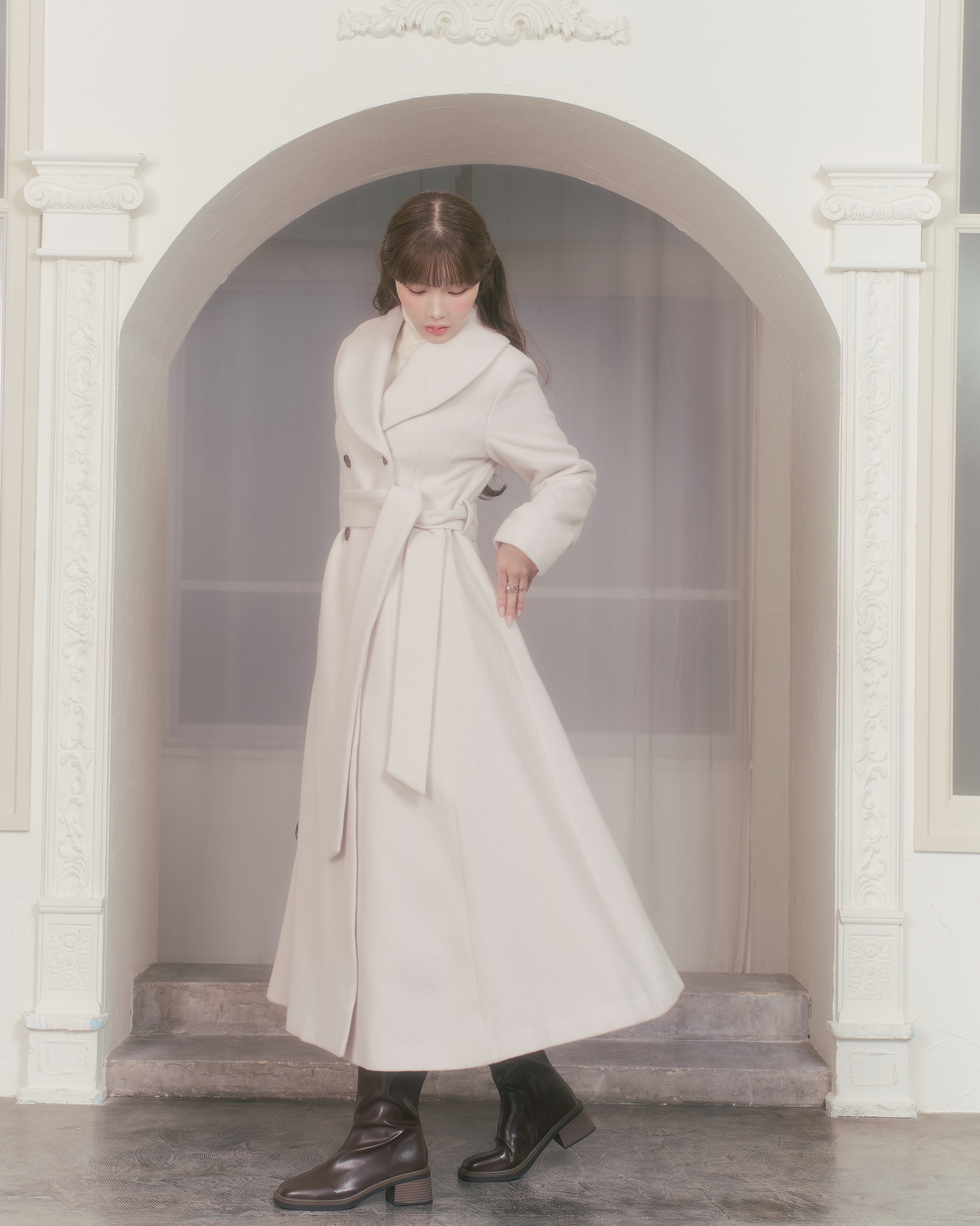 wool rich flare long coat – Élise