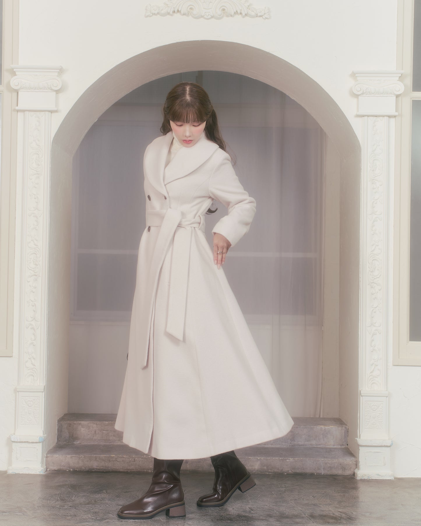 wool rich flare long coat