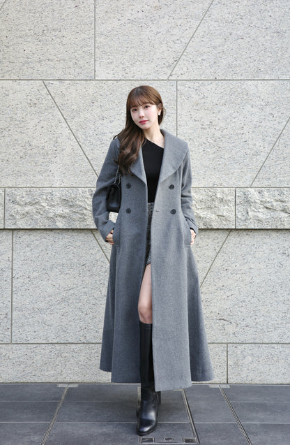 wool rich flare long coat