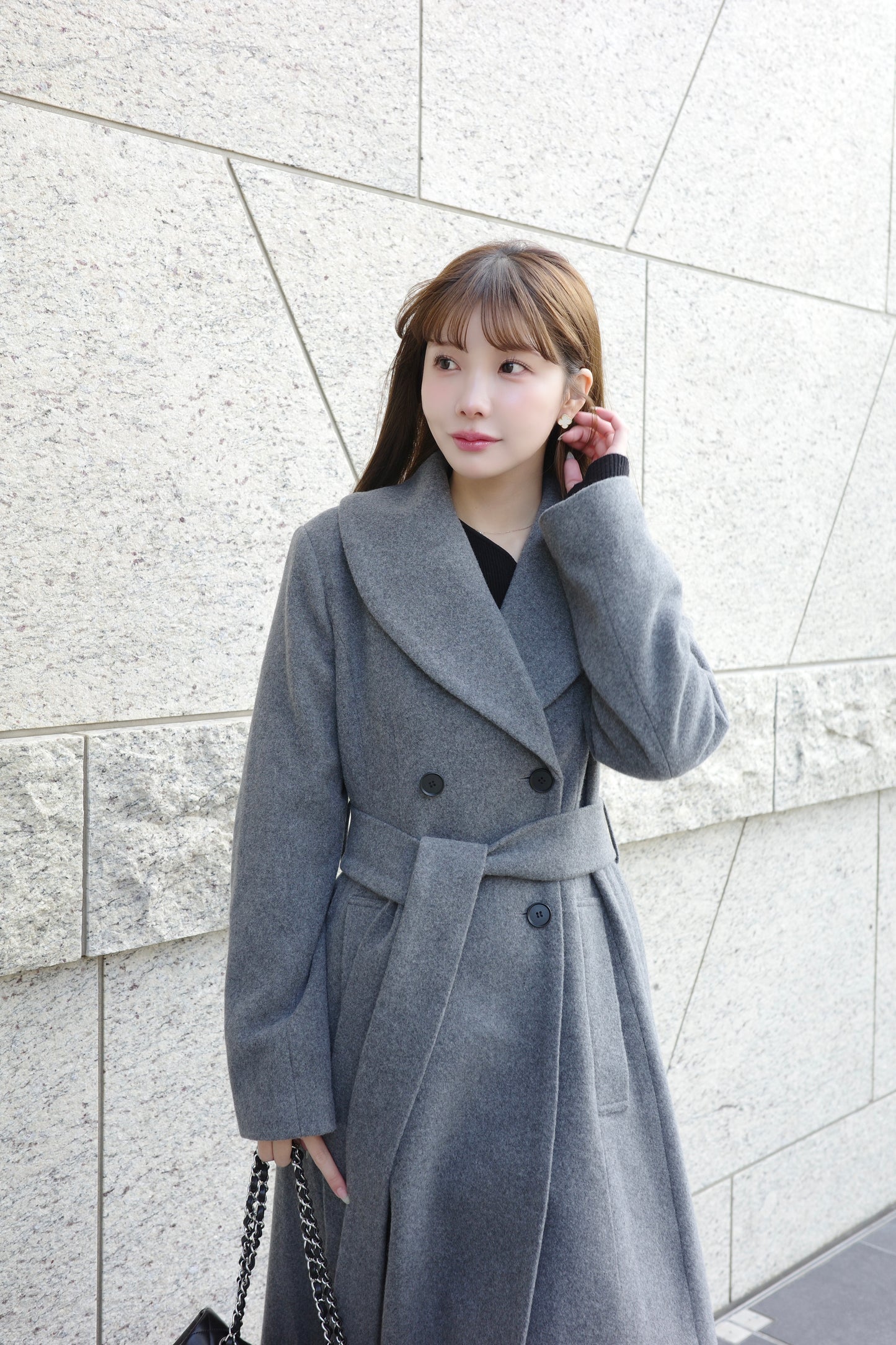 wool rich flare long coat