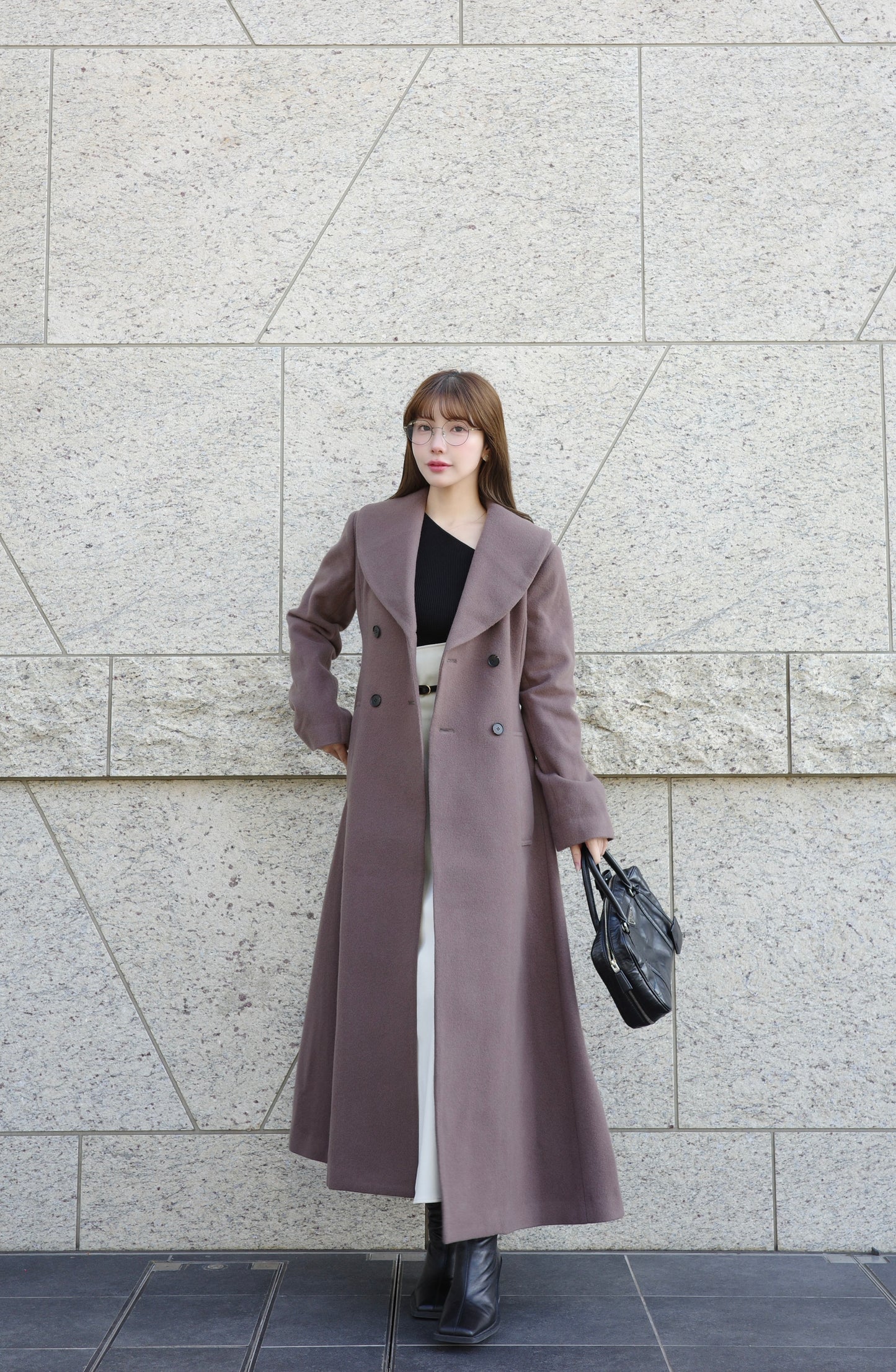 wool rich flare long coat