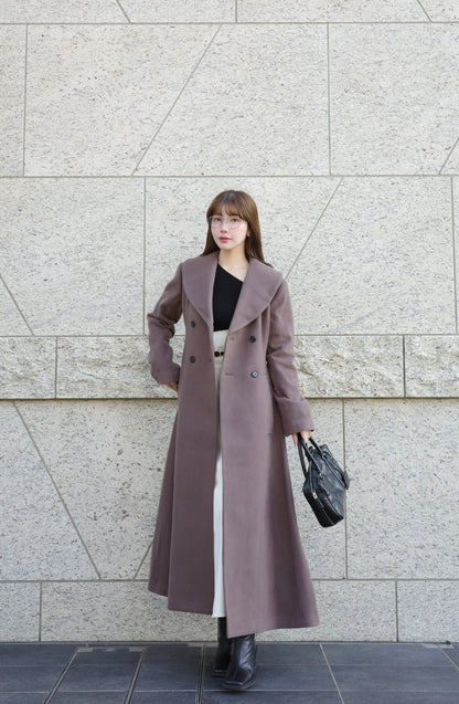 wool rich flare long coat
